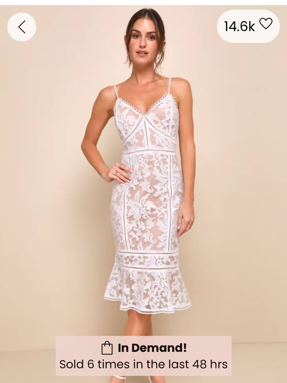 Lulus Alluring Love White & Beige Trumpet Hem Midi Dress size S